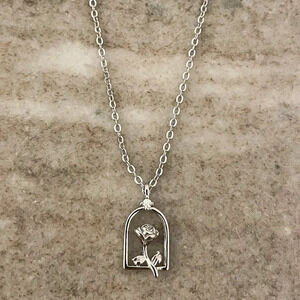 925 Sterling Silver Rose Necklace Rose Pendant Necklace Flower Necklace